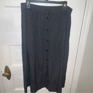 Cristin Stevens Vintage Navy Blue and White Button Front Skirt, pockets, Small